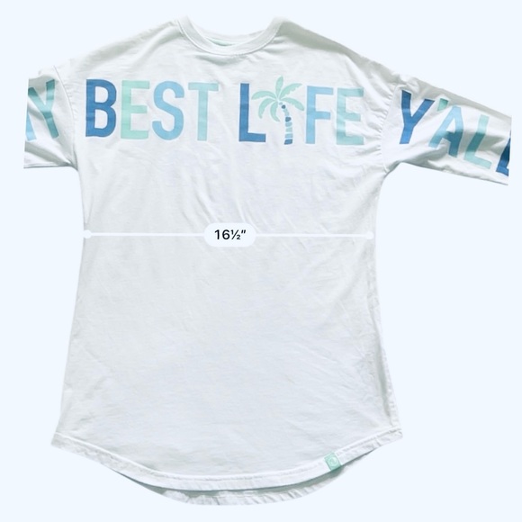 MarleyLilly casual white graphic top shirt XS long sleeve 
round neck logo - Picture 15 of 16